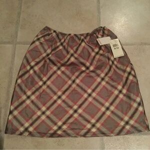 90s Vintage Esprit Plaid Women's Silk Skirt
